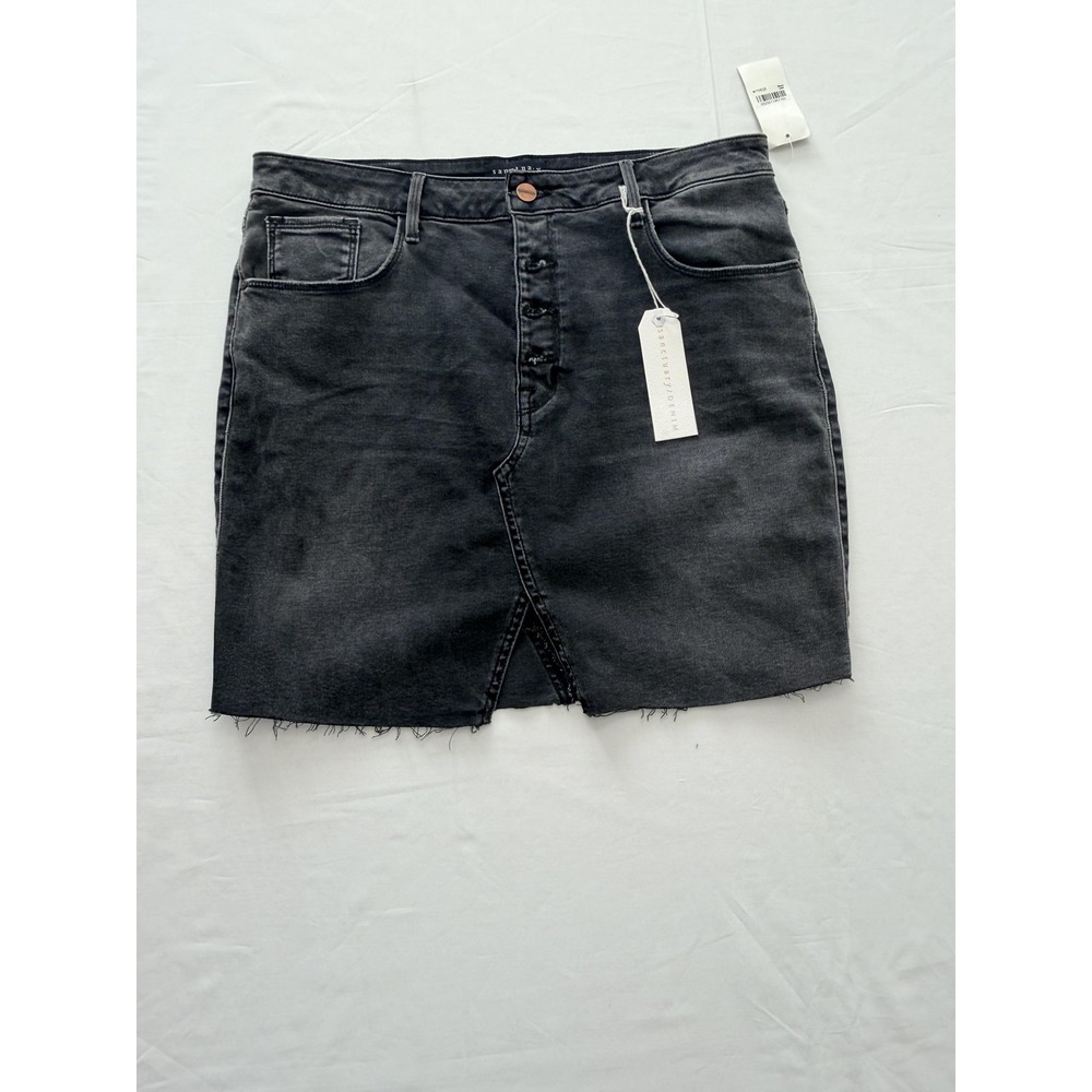 Sanctuary Skirt Womens 32 Gray Denimβ Mini Button Front Raw Hem Slit Casual
